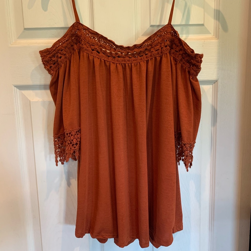 Rue21 Off The Shoulder Crochet Trim Shirt ✨